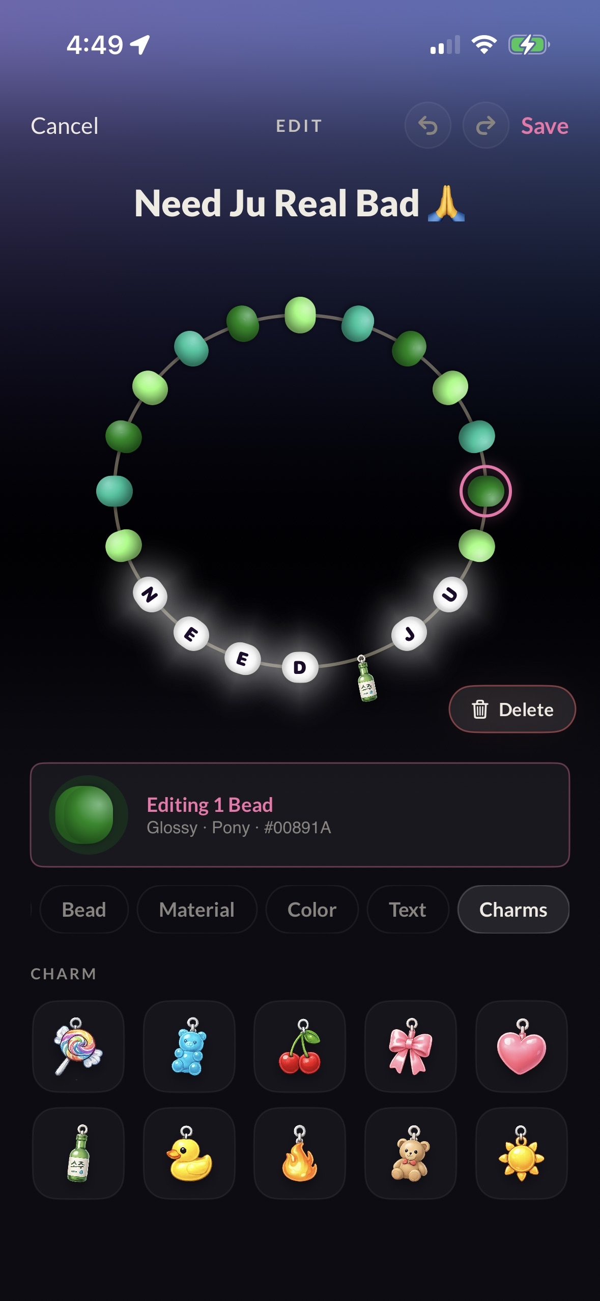 kandi bracelet designer with bead and charm options